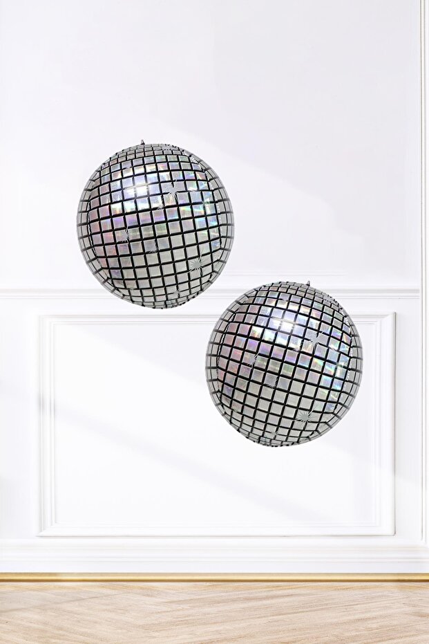 2 Pieces Mini Disco Ball Foil Balloon Disco Themed Party Balloon Tiny Disco Ball Foil Balloons Set of 2