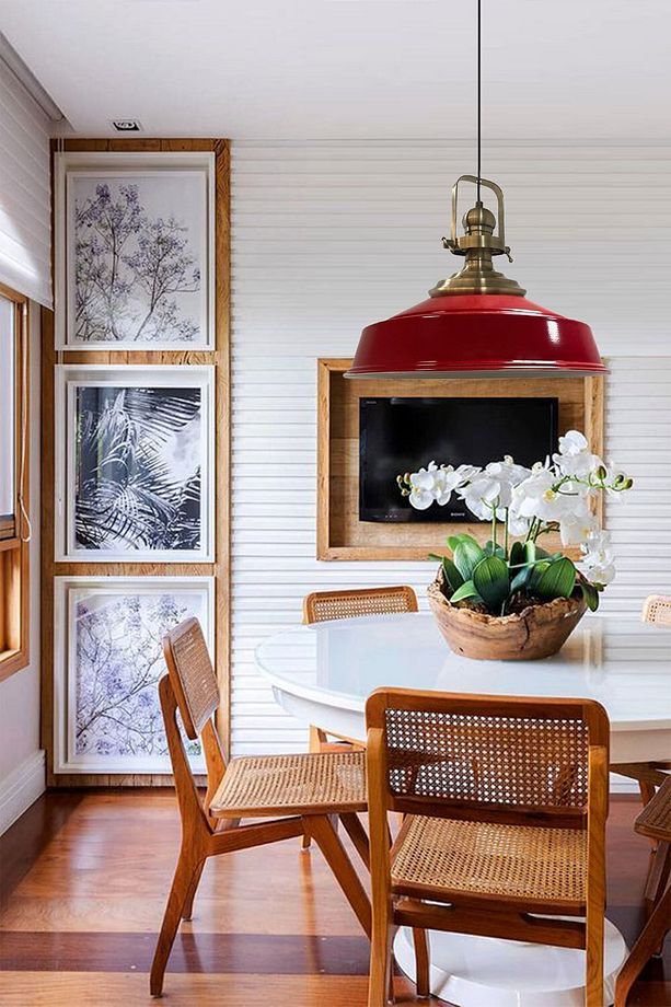 Kırmızı Asaletli Tekli Avize Eskitme Başlık Retro Sarkıt Lamba Restoran Cafe Salon Avizeleri - 7