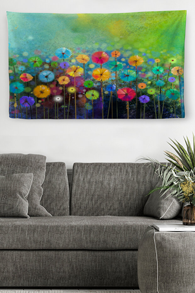 Wall Cloth Abstract Watercolor Flowers Quality Canvas Wall Carpet-3992