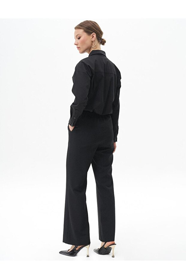 Beli Lastikli Basic Pantolon Siyah - 4