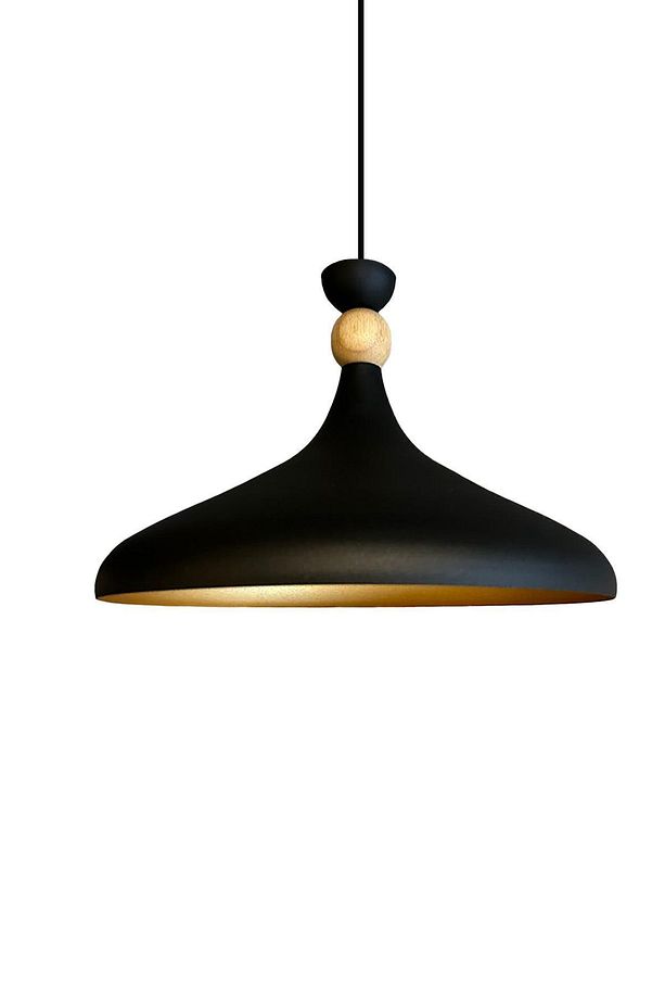 Champion Siyah Ahşap Şapka Tekli Avize Sarkıt Salon Mutfak Cafe Butik Lamba Aydınlatma Avizeler - 5