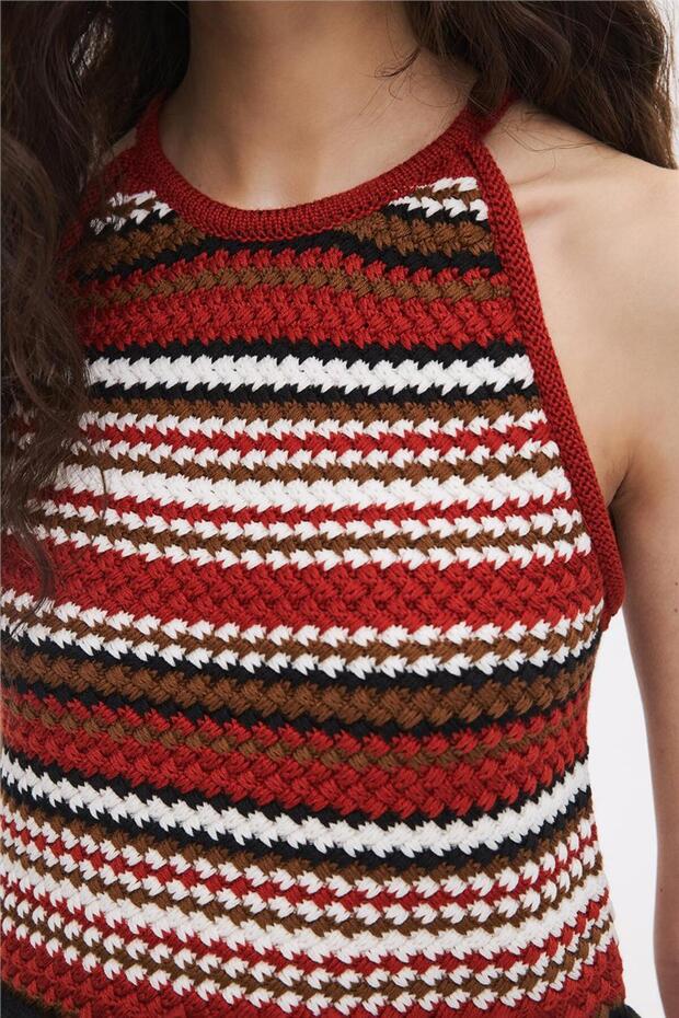 Kiremit Halter Triko Bluz - 4