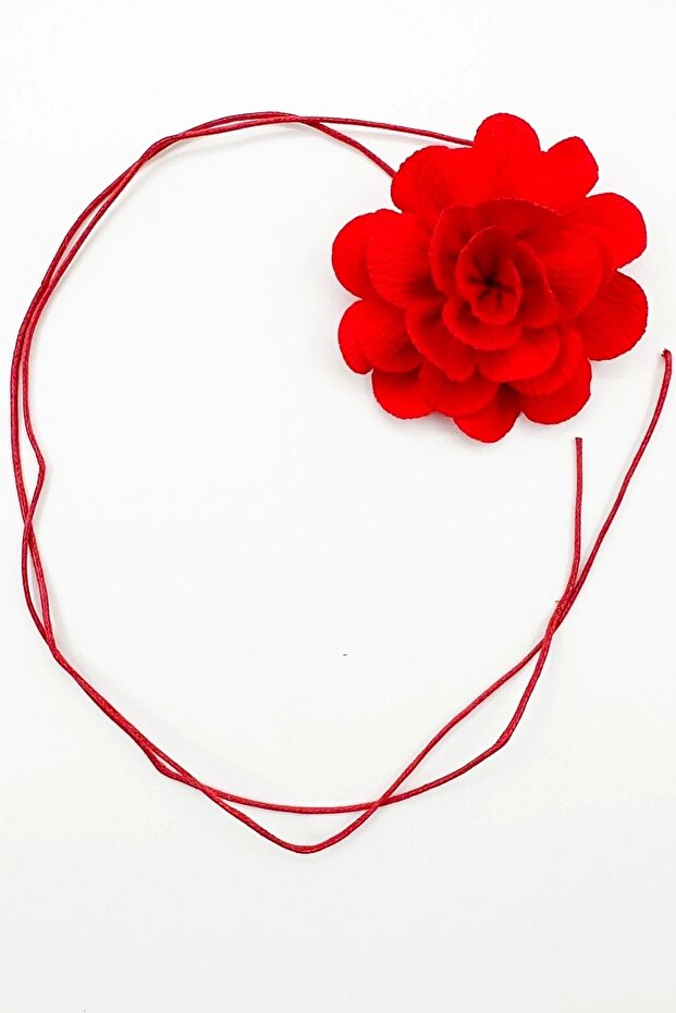 Flower Choker Necklace Kobe Red Rose Oval Design (120cm)