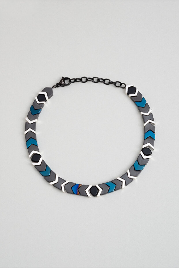 Colorful Hematite Stone 21 cm Steel Men's Bracelet
