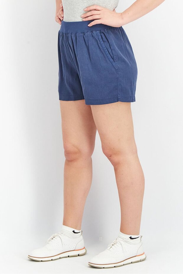 Women Solid Basic Shorts, Navy - 4