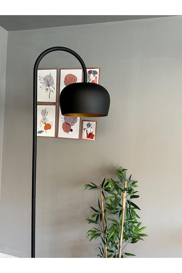 Siyah Lambader Modern Dekoratif Metal Oturma Odası Çalışma Odası Zemin Lambası - 5