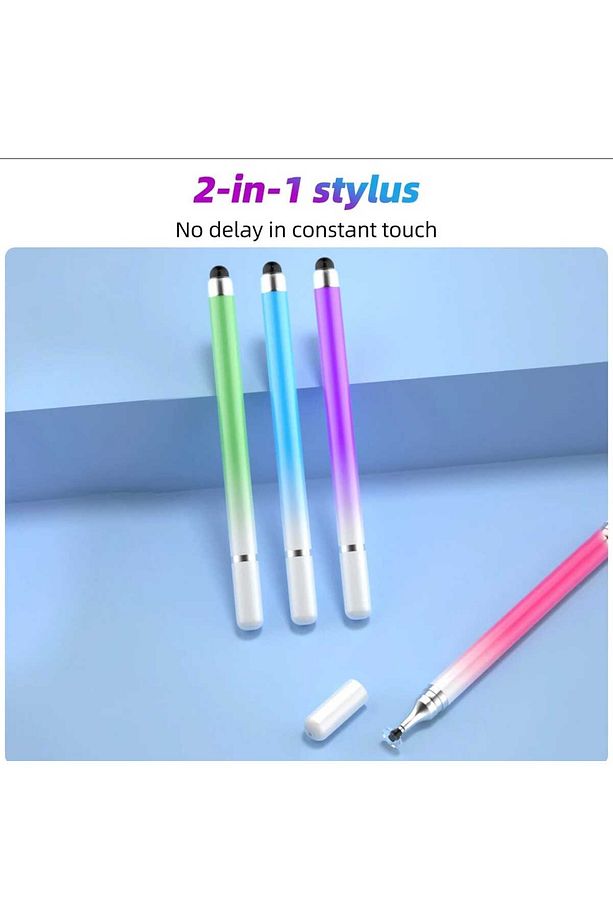 Stylus Pen Dokunmatik Tablet Kalemi iOS Android Windows Uyumlu Renk Geçişli 2in1  Tablet Kalemi - 8