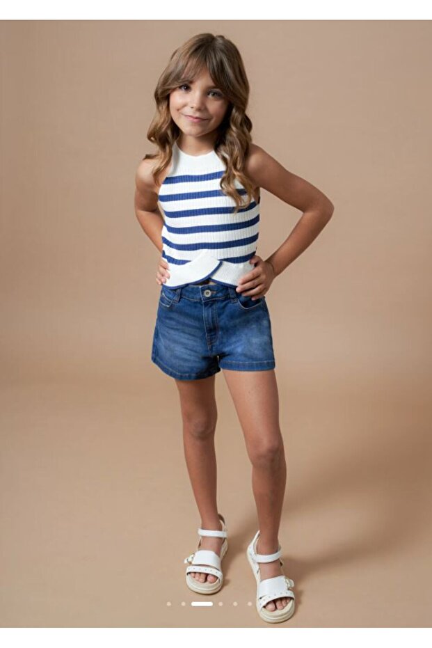 Kız Halter Yaka Örme Bluz 6023 - 3