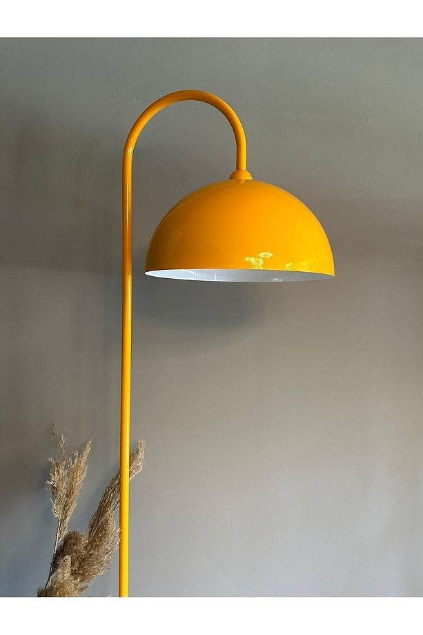 Sarı Lambader Modern Dekoratif Metal Oturma Odası Çalışma Odası Zemin Lambası - 4