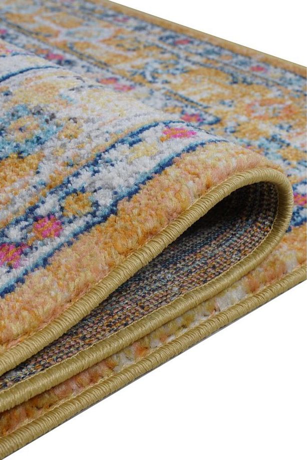 Konfor Vintage 7656 Sarı Klasik Eskitme Dokuma Halı - 4