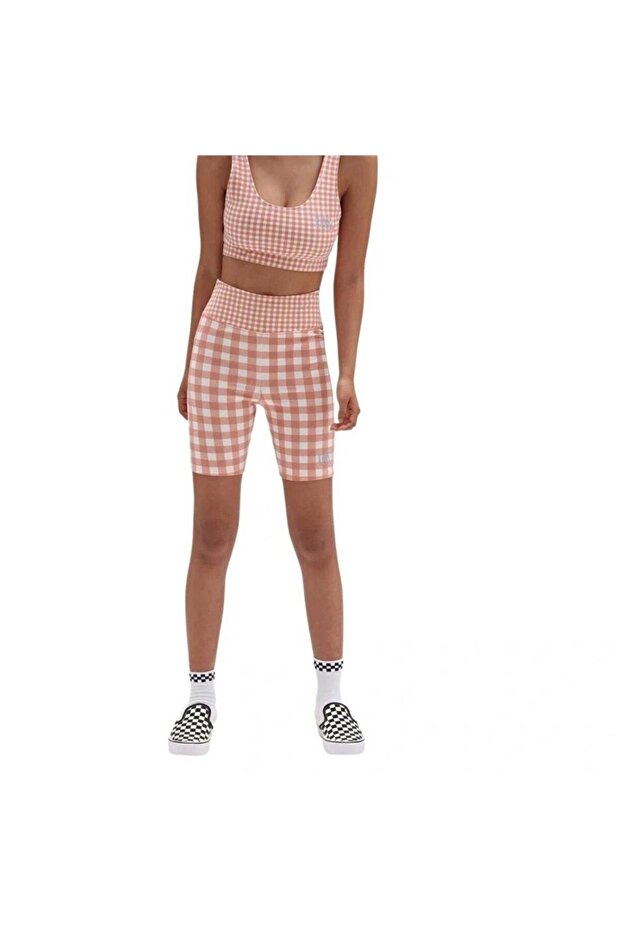 Mixed Up Gingham Pembe Şort Tayt - 4