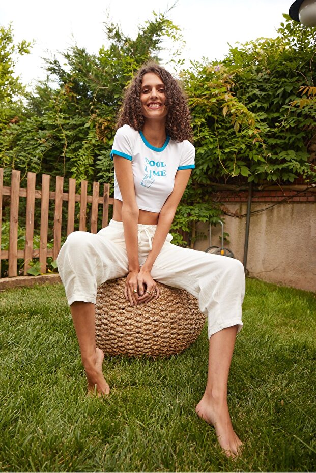 منقوشة المحاصيل تي شيرت - 1