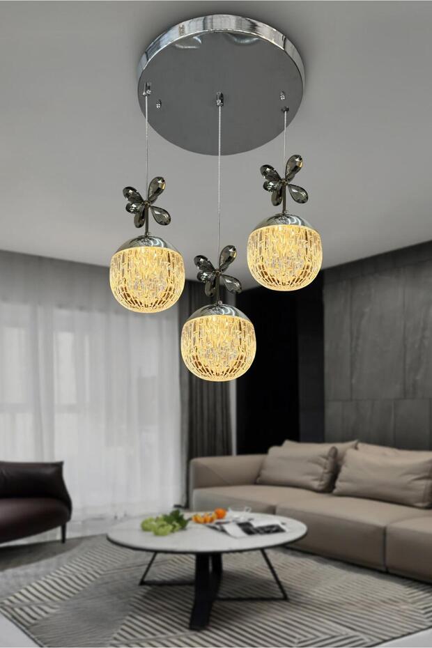 Modern Sarkıt Cam 3 Top Led Avize - 2