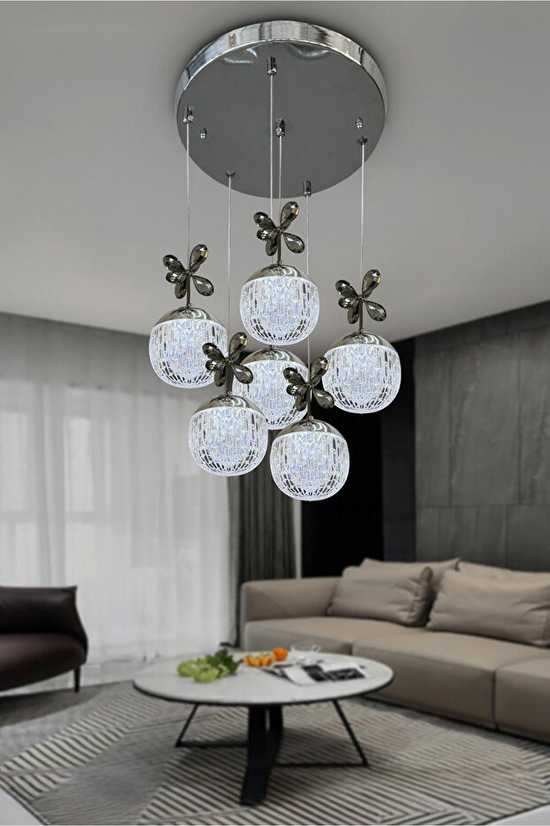 Modern Sarkıt Cam 6 Top Led - 1