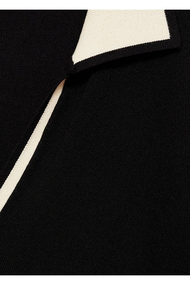 Kontrast yakalı triko elbise - 5