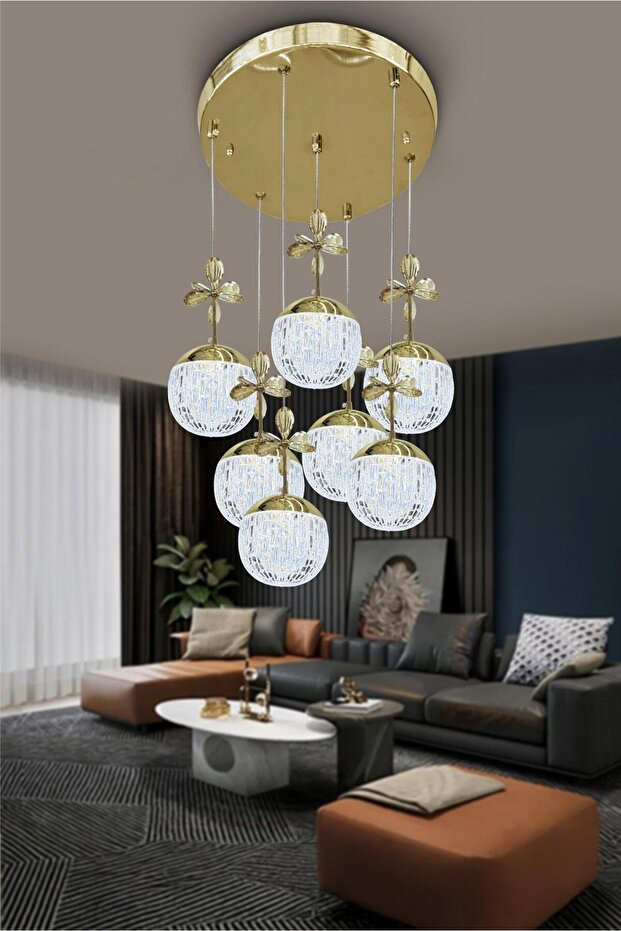 Modern Sarkıt Cam 6 Top Led - 2