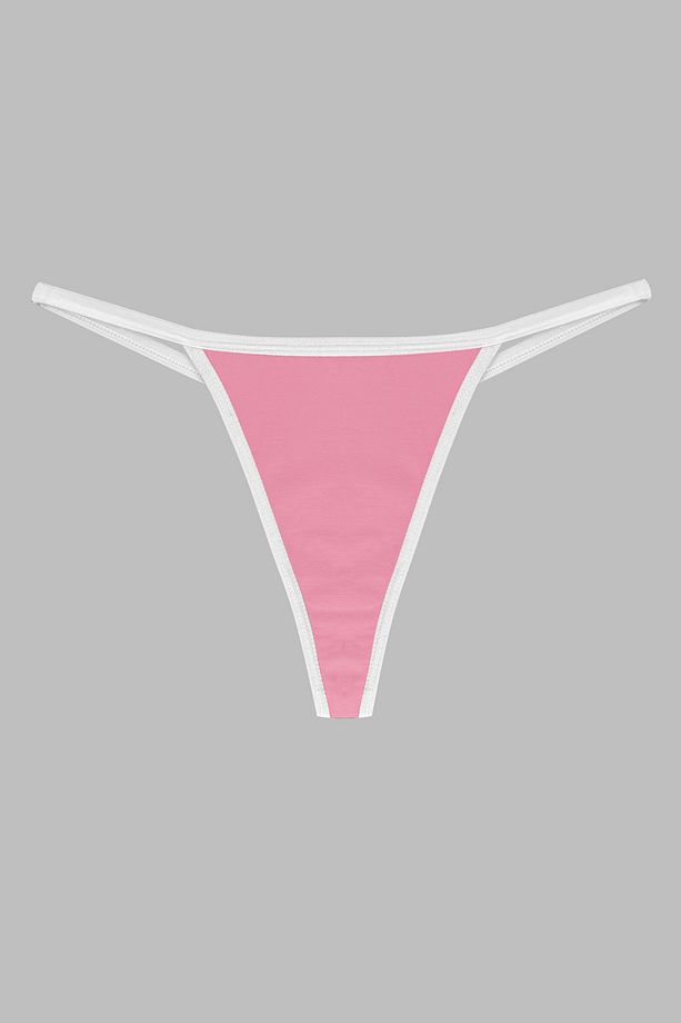 Kadın, Thong String, 3'lü, Pudra, Pembe, Siyah - 4