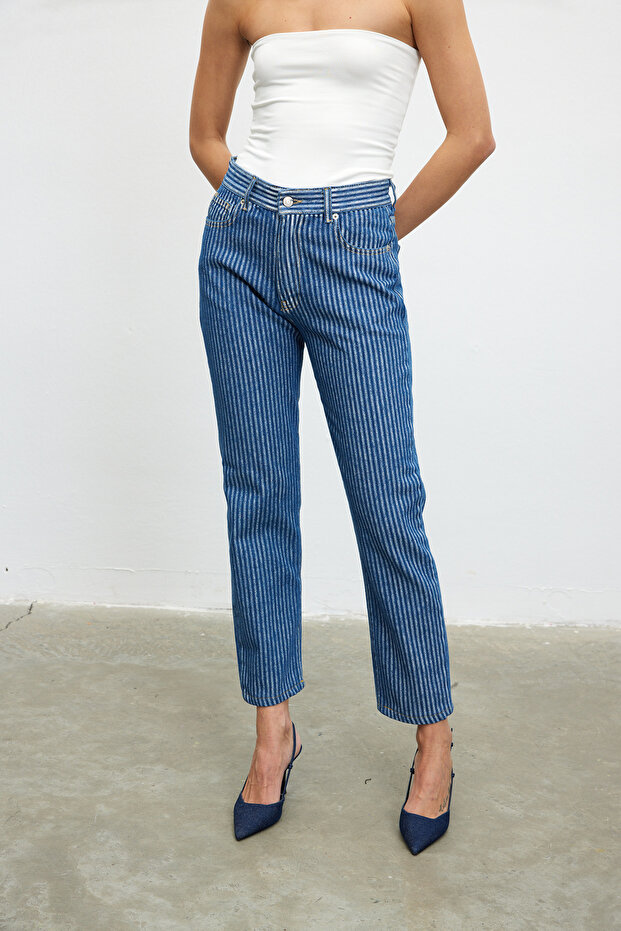 Striped mom jeans