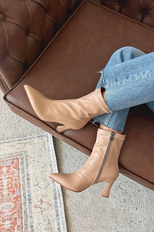 Poppin Women's Pino Heel Leather Boots Tan