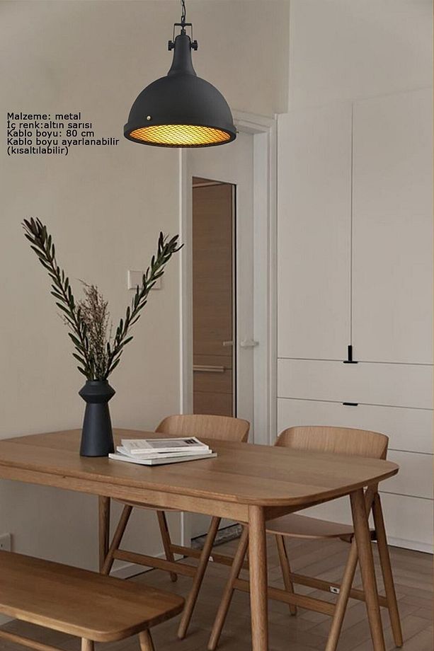 Acera Siyah Avize Tekli Modern Dekoratif Sarkıt Lamba Resatoran Showroom Fitness Ana Okulu Ev - 2
