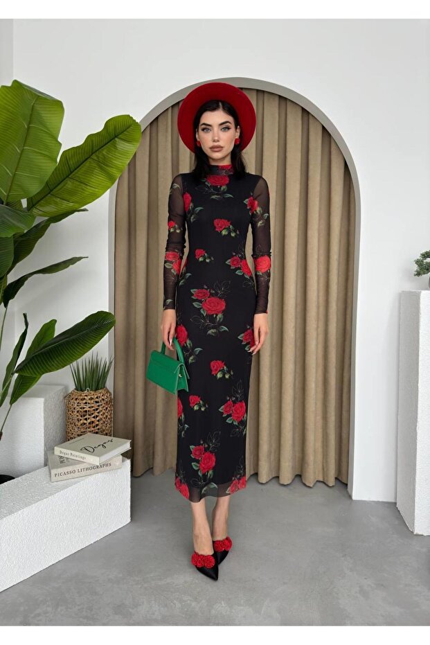 Gülüm Streç Uzun Elbise - 1