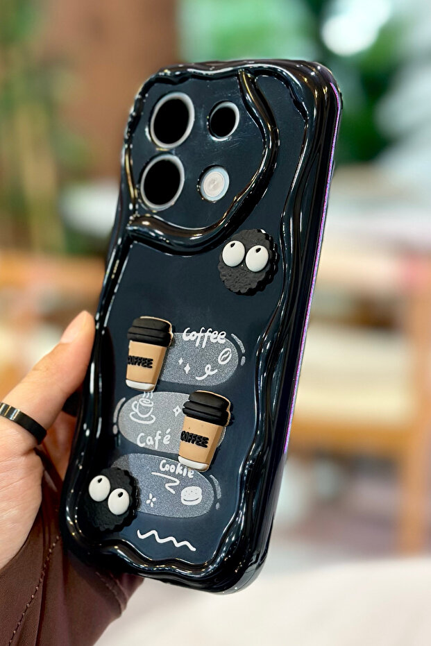 حافظة Redmi Note 13 Pro 4G بنمط بسكويت القهوة بتصميم لامع ثلاثي الأبعاد - 8