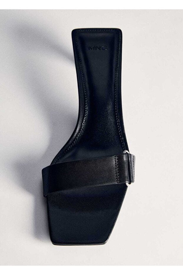 Topuklu deri sandalet - 5