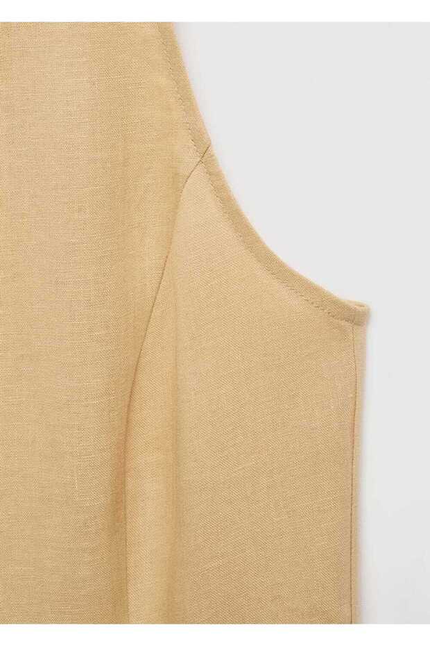 Keten gömlek elbise - 7