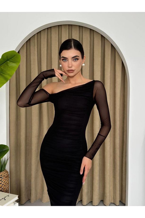Marya Streç Astarlı Midi Elbise - 6