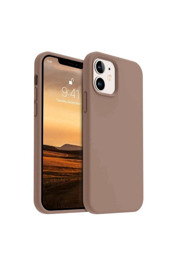 Apple iPhone 12/12 Pro Launch Case Velvet Inside Female Silicone Cover Coffee Color.