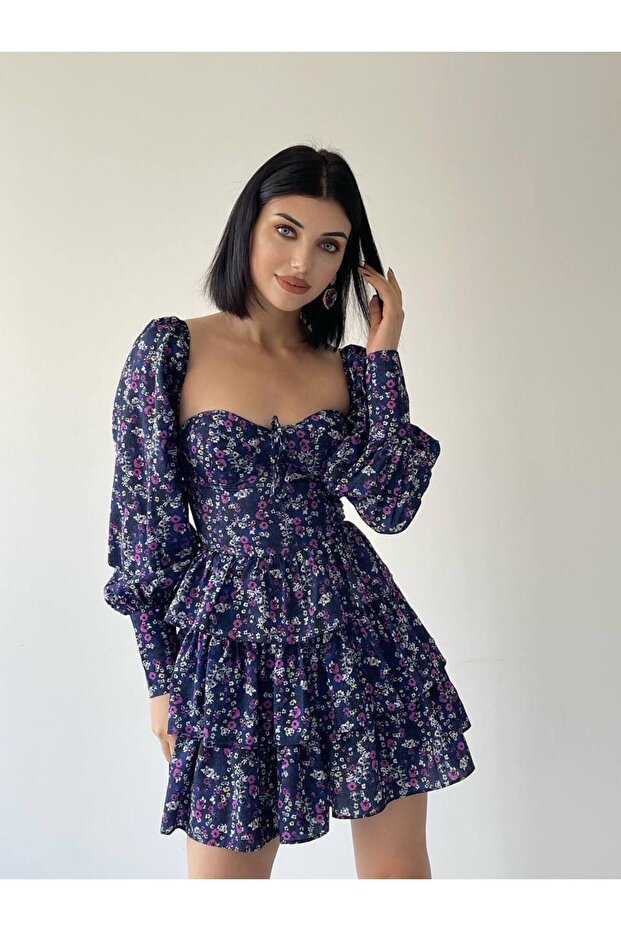 Russo Gloplu Mini Elbise - 4