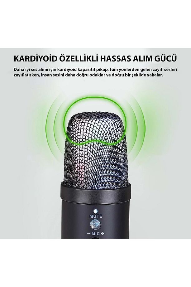 Profesyonel Kardioid RGB Oyuncu Stüdyo Kayıt Kablolu Podcast Mikrofonu - 6