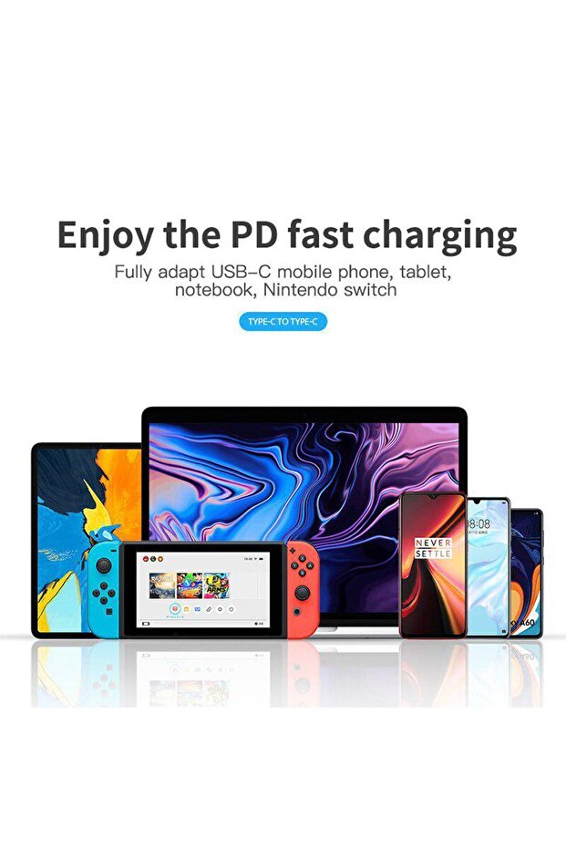 60W Type-C to Type-C Samsung/apple/xiaomi/huawei Uyumlu Pd Usb-c To Usb-c Şarj ve Veri Kablosu - 8