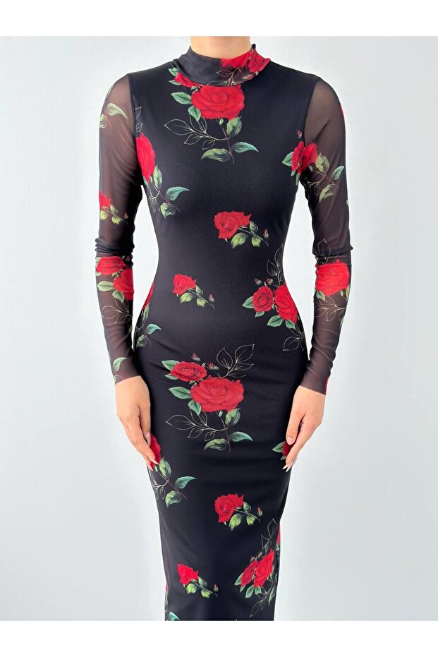 Gülüm Streç Uzun Elbise - 8