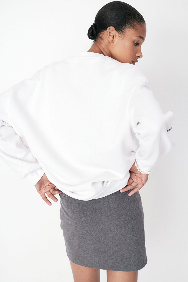 Baskılı Oversize Sweatshirt - 4