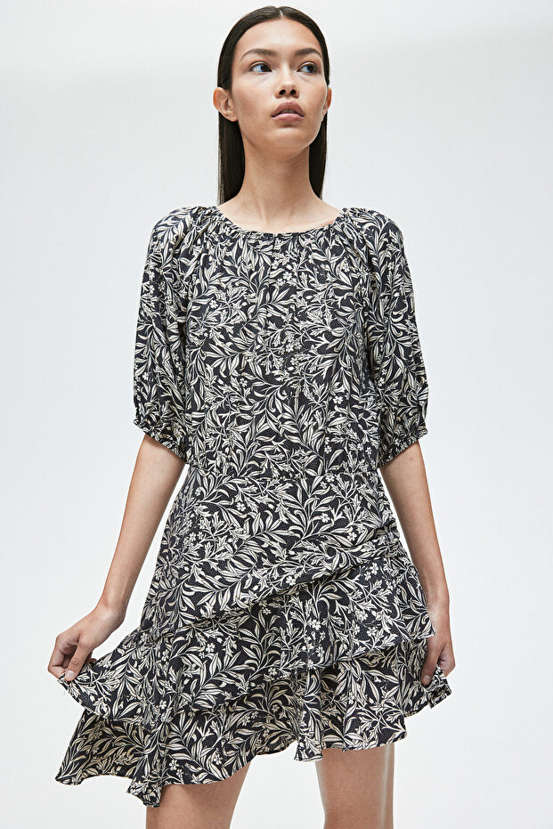 Farbalalı Elbise - 1