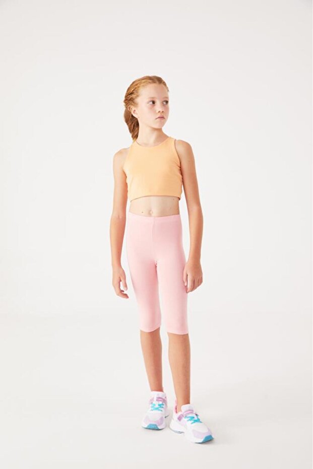 Kids Cotton Elastane Capri (Below Knee) Girls' School Leggings 2006