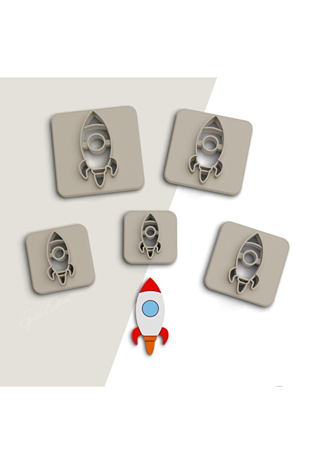 Rocket Polymer Cutting Mold - Earring and Necklace Model, 5 Sizes, No: 420