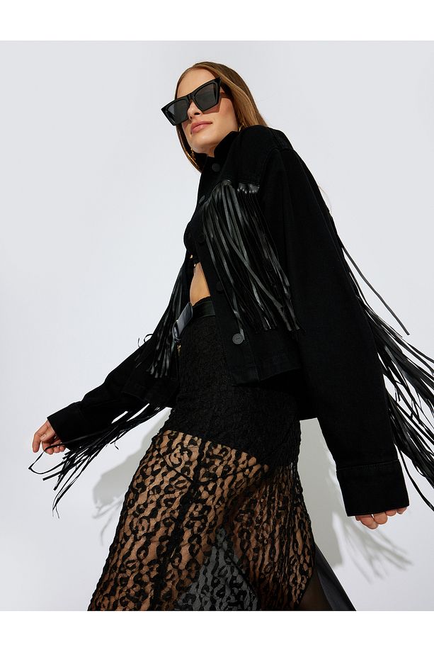 X Zeynep Bastık - Oversize Püsküllü Kot Ceket - 1