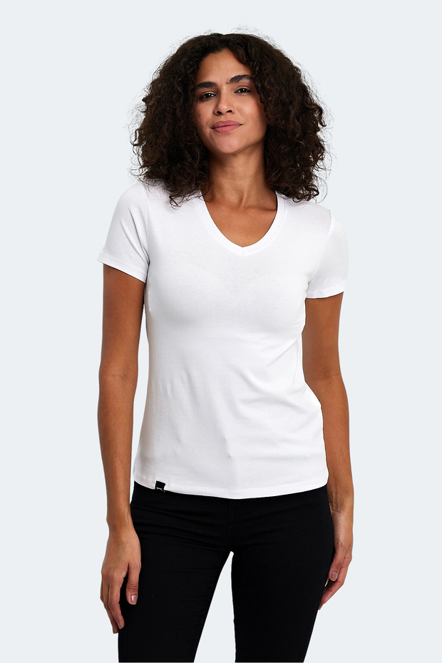 Vivek Women's V-Neck White T-Shirt