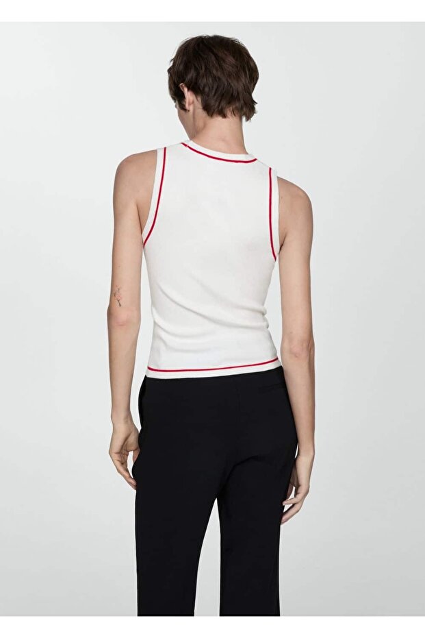 Kontrast yüzeyli triko bluz - 4