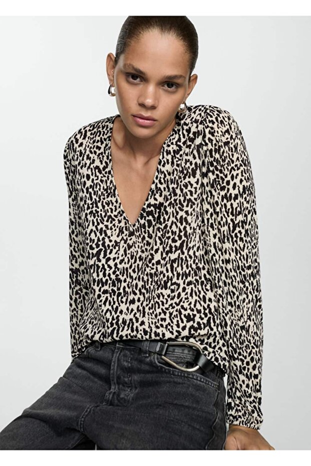 Hayvan desenli bluz - 6