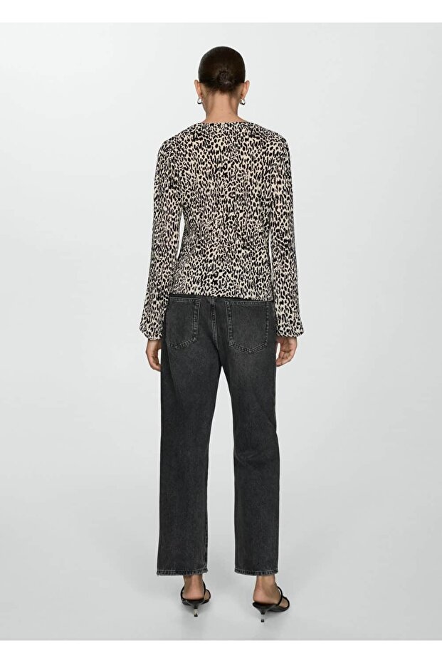 Hayvan desenli bluz - 4