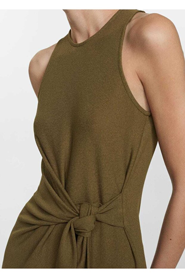 Bağ detaylı triko elbise - 1