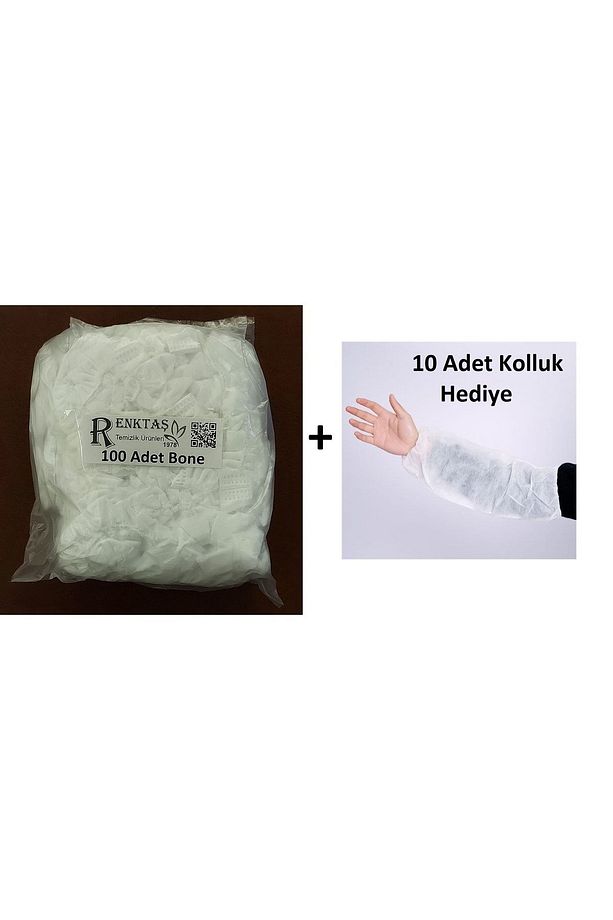 Marka 100lü Bone ( 10 Adet Kolluk Hediye ) Tela Bone Kullan At Tek Kullanımlık Saç Bonesi - 1