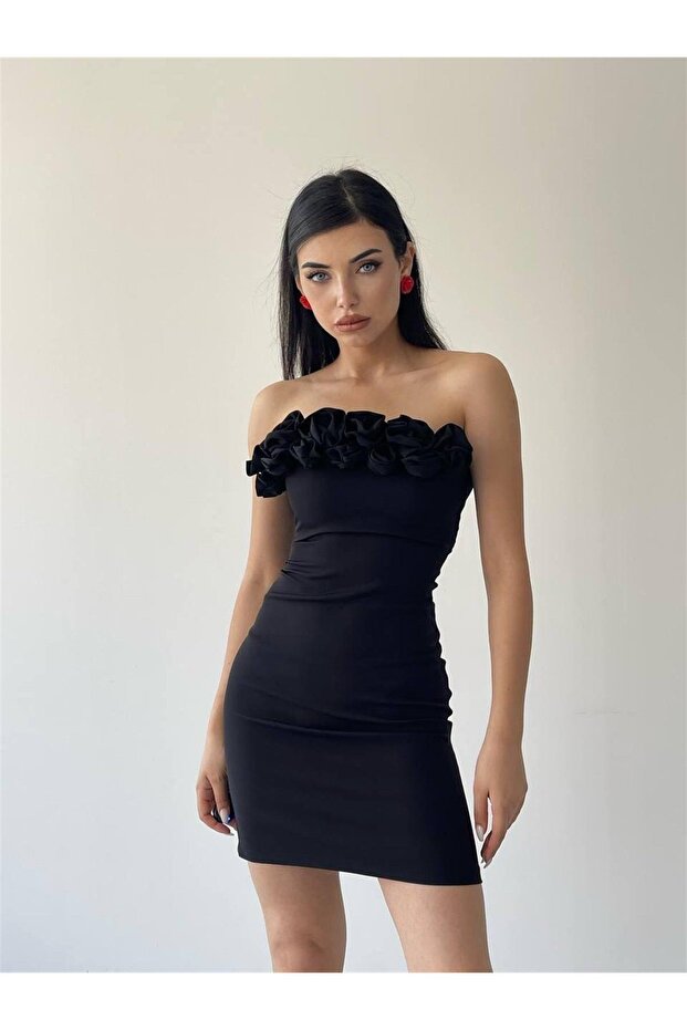 Sofia Mini Elbise - Siyah - 5