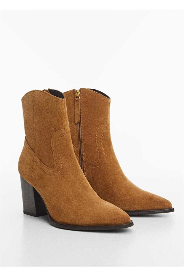Suede Heeled Ankle Boots - 1