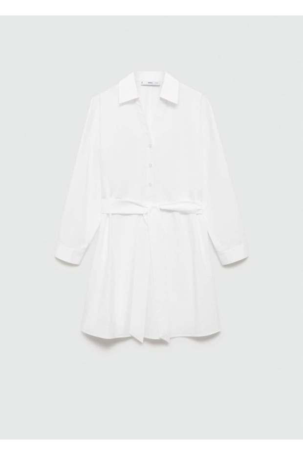 Kuşaklı gömlek elbise - 2