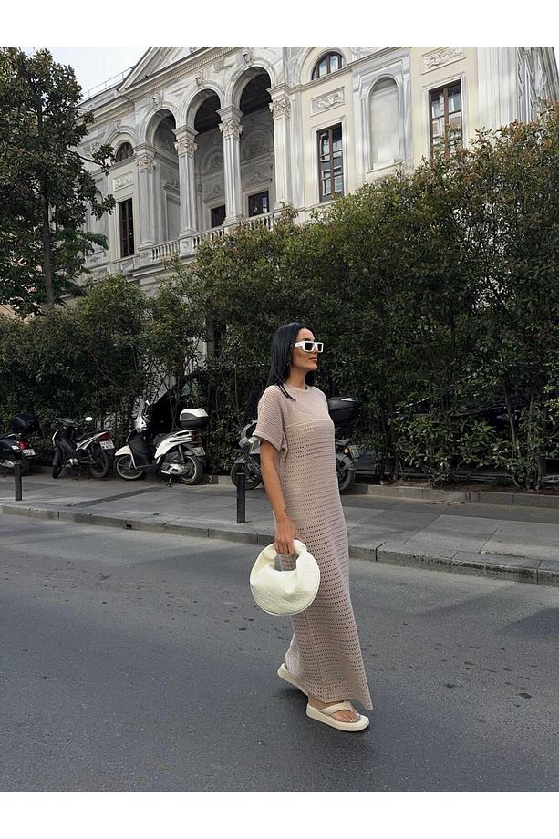 Uzun Astarlı Triko Elbise - 2