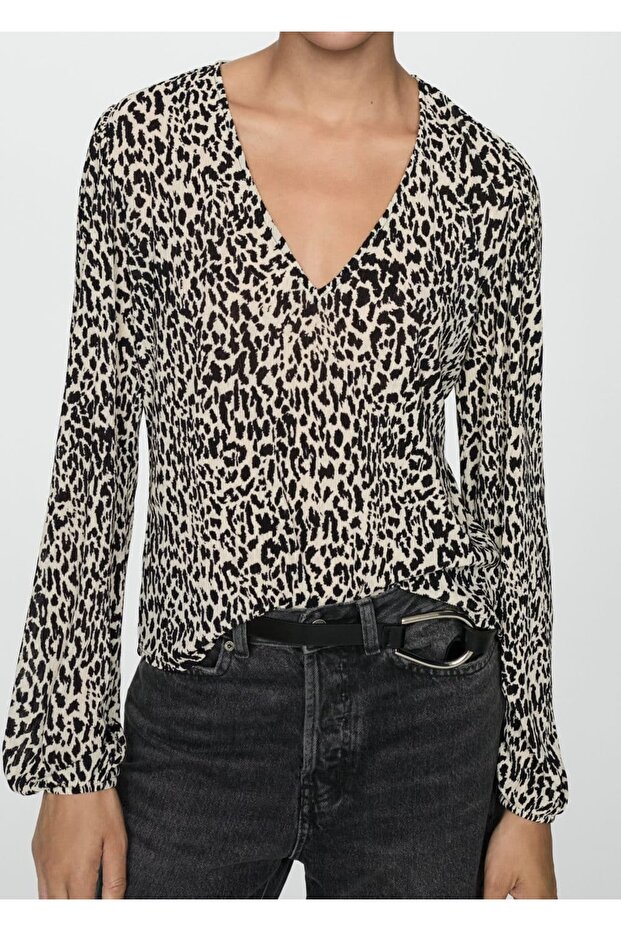 Hayvan desenli bluz - 1